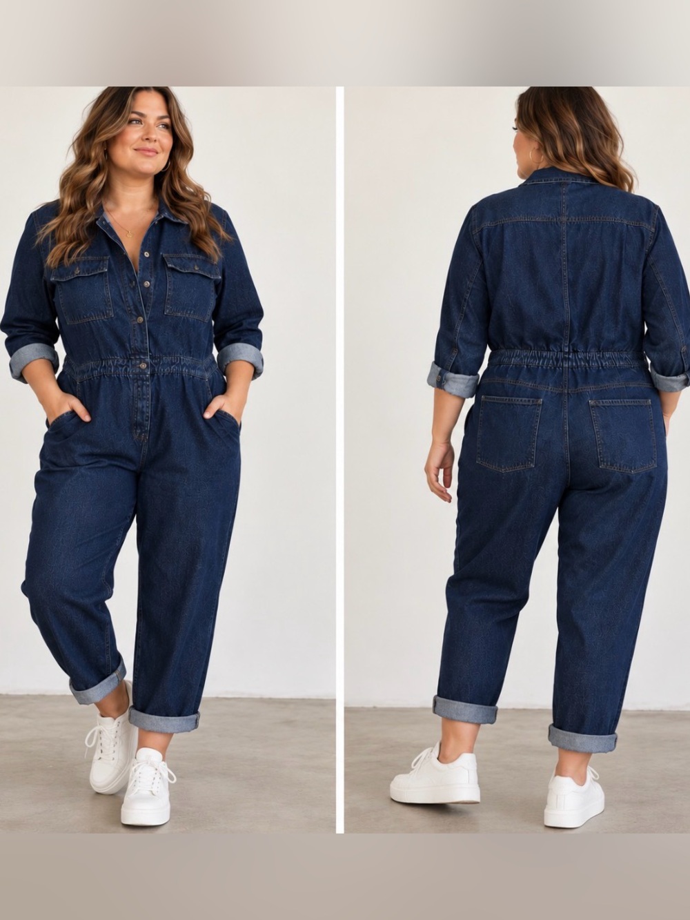 NWT BP. + WILDFANG Dark Indigo Denim Utility Jumpsuit 1X